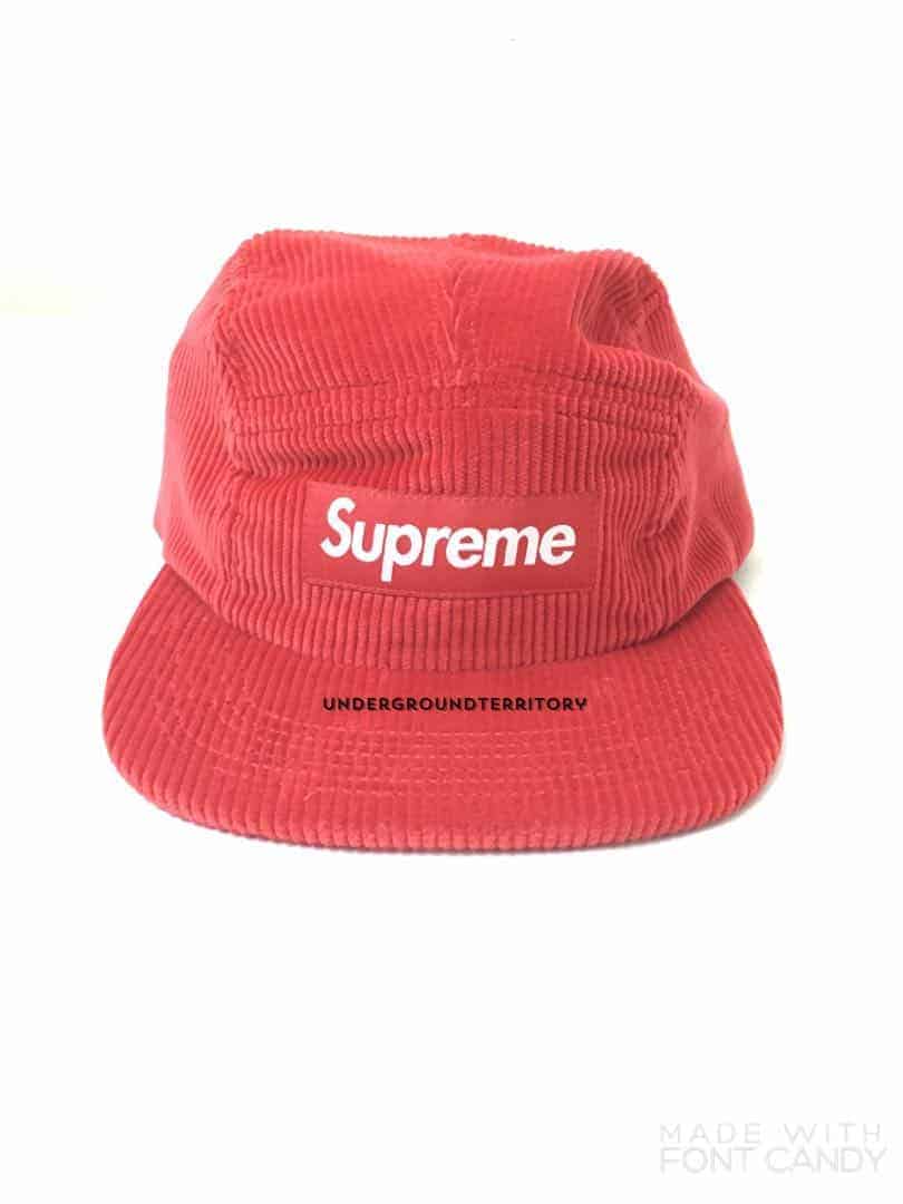 Supreme Red Corduroy Camp Cap | Lokein